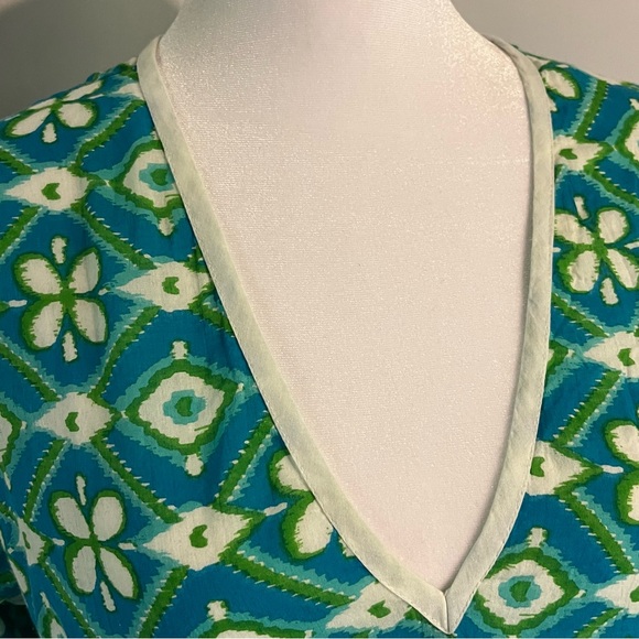 Peppermint Bay Vibrant Floral V-Neck Beach Cover Up Top Travel Vacation Large - Picture 5 of 16